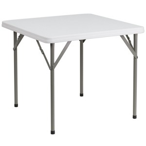 Emma and Oliver 2.85-Foot Square Granite White Plastic Folding Table - Event Folding Table - 1 of 4