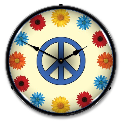 Collectable Sign & Clock | Flower Power LED Wall Clock Retro/Vintage, Lighted