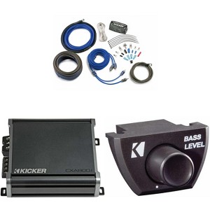 KICKER CXA800.1 800 Watt Mono Amp & 4AWG 2 Channel Amp Install Kit w/ Bass Knob Bundle - 1 of 4