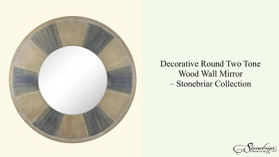 27.5" Round White Wash Wooden Wall Mirror