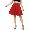 Women's Basic Stretch Midi Skirt - Versatile High Waist Flared Casual Skirt Red-long - 2 of 4