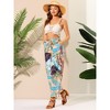 Allegra K Women's Tropical Floral Casual Elastic Waist Wide Leg Palazzo Pants - 4 of 4