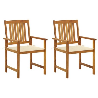 vidaXL Patio Chairs with Cushions 2 pcs Solid Acacia Wood