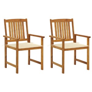 vidaXL Patio Chairs with Cushions 2 pcs Solid Acacia Wood - 1 of 4
