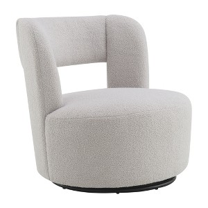 Lyngins Round Teddy Swivel Accent Chairs with Curved Back,Upholstered Swivel Arm Chairs for Living Room,Bedroom - 1 of 4