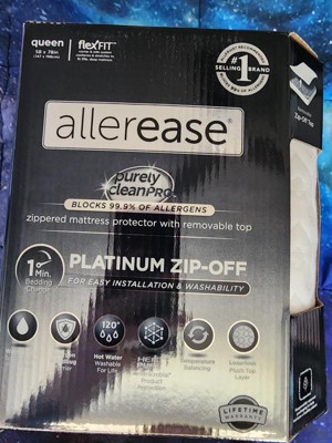 AllerEase Platinum Zip-Off Top Allergy Mattress Protector Queen Size in  White (As Is Item) - Bed Bath & Beyond - 28995926