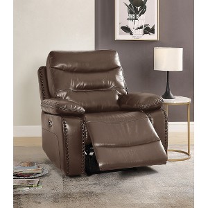 SEYNAR Brown Leather-GEL Match Recliner Chair,Brown,38''W*40''D*34''H - 1 of 4