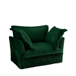 Dexmalle Corduroy Fabric Slip-covered Sofa with 1 Big Back Cushion and 2 Big Toss Pillows - 1 of 4