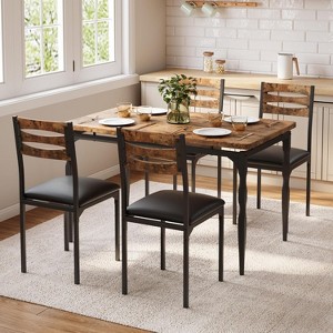 GOCAPTAIN 5 Piece Dining Table Set, Industrial Style Dining Table and Chairs Set for 4, Kitchen Table Set for Dining Room Kitchen Apartment - 1 of 4