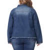 Agnes Orinda Women's Plus Size Button Up Frayed Hem Long Sleeve Casual Jean Jackets - image 4 of 4