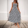Womens Summer Maxi Dress Sleeveless Floral Spaghetti Strap Smocked Boho Beach Long Dress - 2 of 4