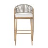 Christopher Knight Home Dafydd Outdoor 30" Iron and Rattan Barstools with Scallop-shaped Backrest (Set of 2) - 4 of 4