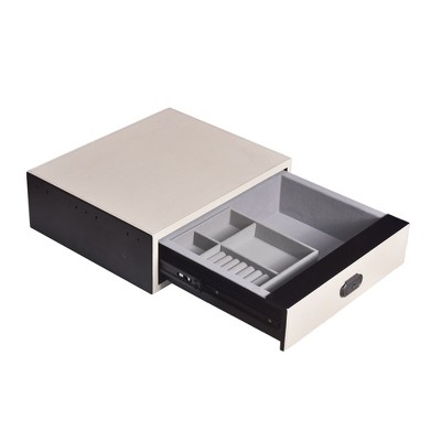 UNISOAR Biometric Fingerprint safe, Slide-Away Leather Wrapped Jewelry Storage Safe, Drawer Safe for Home and Vehicle