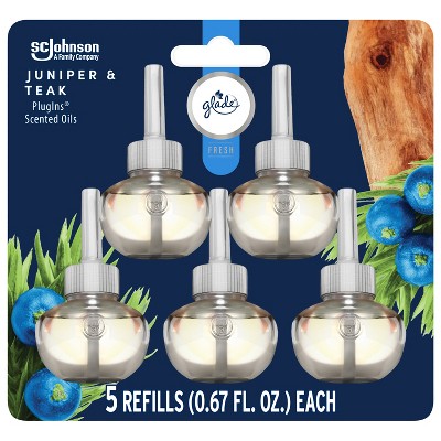 Glade PlugIns Scented Oil Air Freshener Refills Juniper & Teak - 3.35 fl oz/5pk