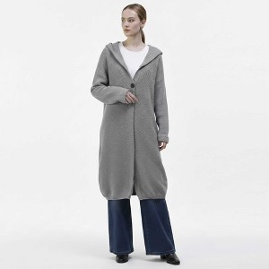 Cherie Code Women’s Hooded Long Knit Cardigan – Button‑Front Relaxed Fit Sweater Coat - 1 of 4