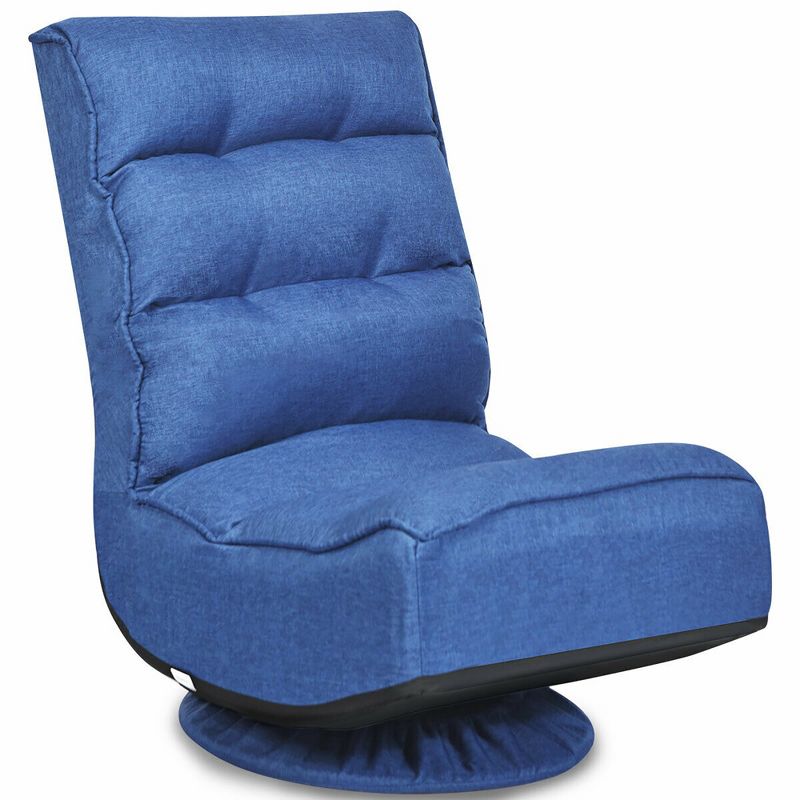 Costway Gaming Chair Fabric 5-Position Folding Lazy Sofa 360 Degree Swivel Grey\ Black\Coffee, 1 of 11