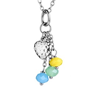ELYA Women's Colorful Beads Heart Drop Steel Necklace - 17" - 1 of 4