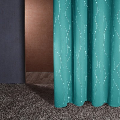 Deconovo Silver Line & Dots Blackout Curtains, 2 Panels (38” W)
