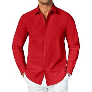 COOFANDY Men's Button Down Long Sleeve Shirt Casual Untucked Dress Shirt Regular Fit Wedding Shirts - 1 of 4
