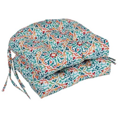 Blazing Needles, 16-inch Spun Polyester Outdoor U-shaped Tufted Chair Cushions (Set of 2)