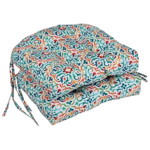 Blazing Needles, 16-inch Spun Polyester Outdoor U-shaped Tufted Chair Cushions (Set of 2) - 1 of 2