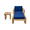 ELJGET 3 Pieces Outdoor Lounge Sets, Patio Acacia Wood Recliner Chair with Table & Ottoman for Garden, Terrace, Poolside Area - 3 of 4