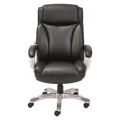 Brown High-Back Leather Executive Swivel Chair with Adjustable Arms