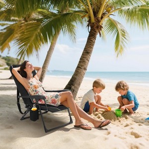 Backpack Folding Chaise Lounge Chair, Portable Outdoor Camping Recliner - 1 of 4