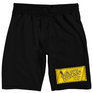 Willy Wonka & the Chocolate Factory (2023) Golden Ticket Men's Black Graphic Sleep Shorts - 1 of 4