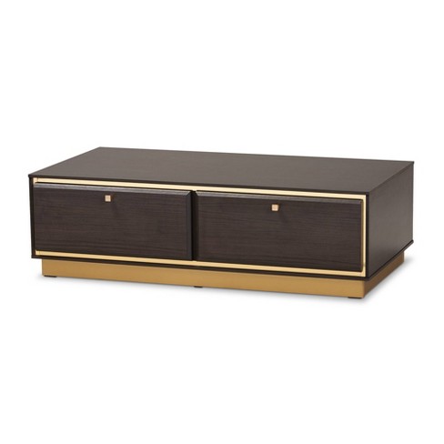 Cormac Wood and Metal 2 Drawer Coffee Table - Baxton Studio - image 1 of 4