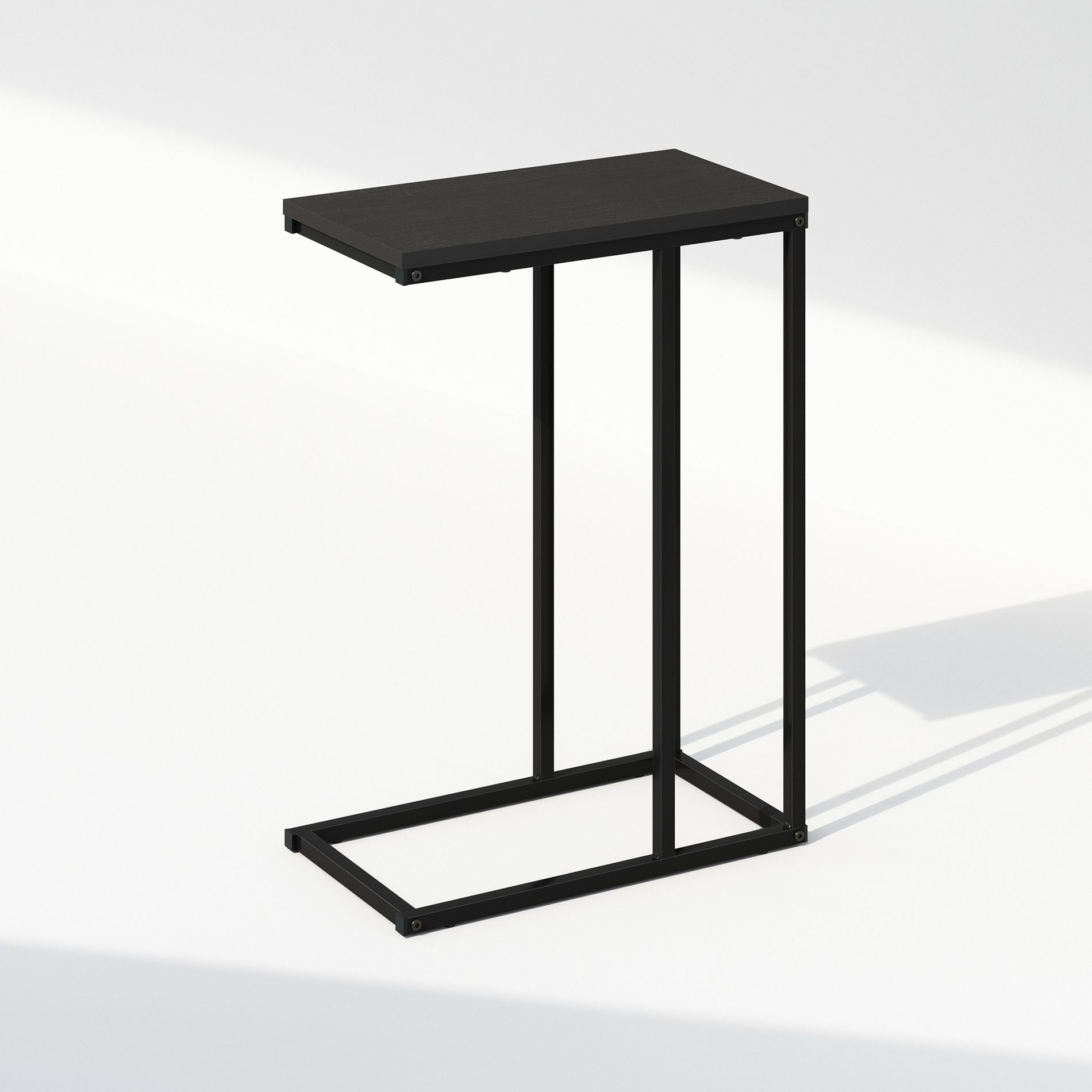 Furinno C-Shaped Side Table, End Table for Couch, Sofa & Bed with Metal Frame, Americano