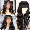 Jessie's Wig 24-26 Inch Body Wave Wig 13x5 Pre Cut Lace Black Color Wig With Bangs 1 Pcs/Pack - 3 of 4