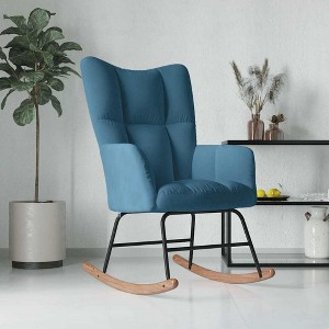 CLIHOME Modern Compact 30.7" Wide Velvet Rocking Chair,Ergonomic Rocker with Steel Frame & Rubber Wood Legs,Plush Accent Chair for Living Room - 1 of 4