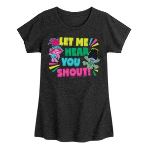 Girls' - Trolls - Let Me Hear You Shout Poppy and Branch Fitted Short Sleeve Graphic T-Shirt - 1 of 4