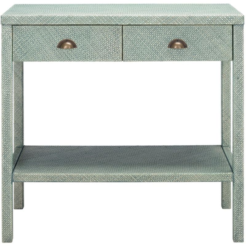 Asa 2 Drawer 1 Shelf Console Table - Turquoise/Antique Gold - Safavieh., 1 of 10