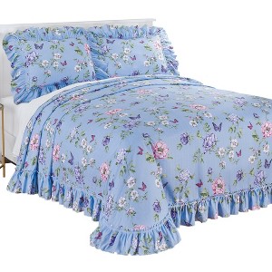 Collections Etc Butterfly Garden Plissé Ruffled Edge Bedspread - 1 of 3