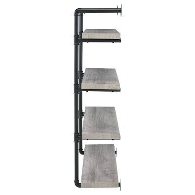 39" Gray Driftwood Industrial Wall Shelf with Black Frame
