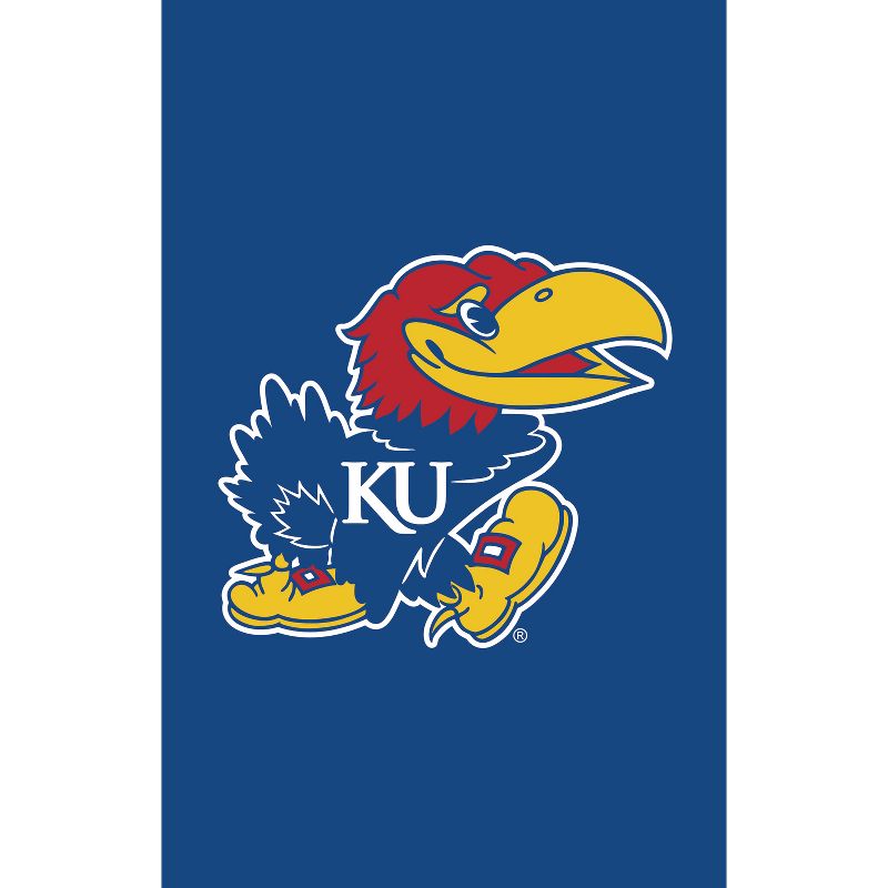 Evergreen NCAA University of Kansas Applique House Flag 28 x 44 Inches Outdoor Decor for Homes and Gardens, 1 of 3