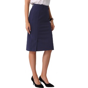 INSPIRE CHIC Women's Bodycon High Waist Side Slit Office Work Midi Pencil Skirt - 1 of 4