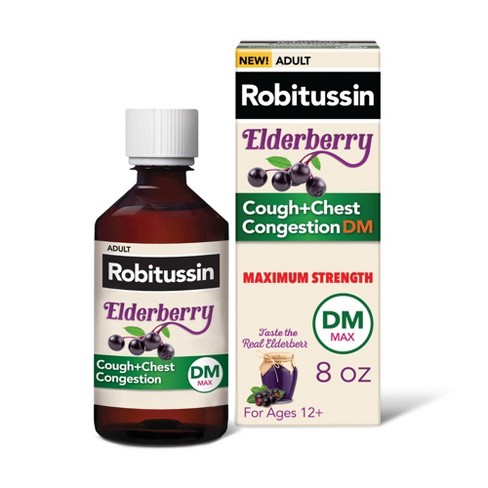Robitussin Maximum Strength Cough and Chest Congestion Relief Syrup - Elderberry - 8.0 fl oz - image 1 of 4