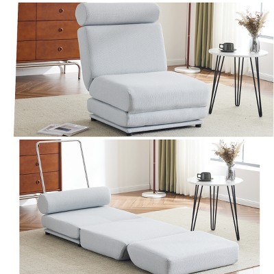 ROOMTEC Single Sofa Chair Foldable Single Sofa Bed with Pillow, Portable Foldable Sofa Bed, Leisure Couch Chair, Made of Breathable&Wearable Linen