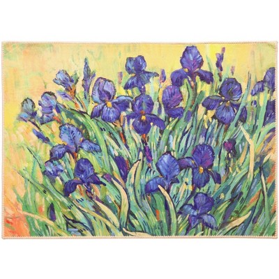 Olivia’s Home Irises In Bloom Doormat – 22" x 32" – Indoor/Outdoor Mat with Watercolor Floral Design for Entryway or Patio