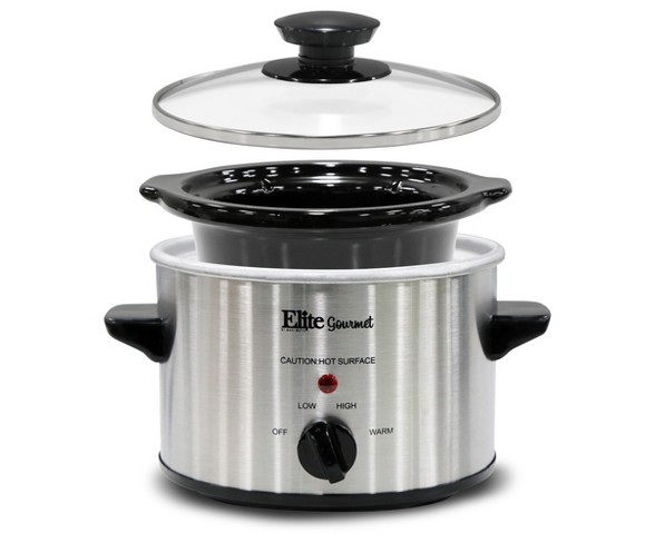 Elite Gourmet Stainless Steel 1.5-Qt. Mini Slow Cooker