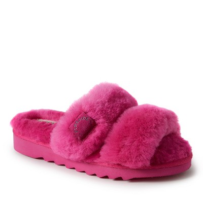 Dearfoams Women's Benalla Genuine Shearling Double Band Slide Slippers ...