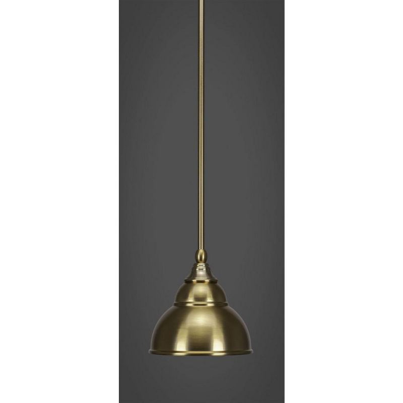 Toltec Lighting Stem 1 - Light Pendant in  New Aged Brass with 7" New Age Brass Double Bubble Metal Shade Shade, 1 of 2