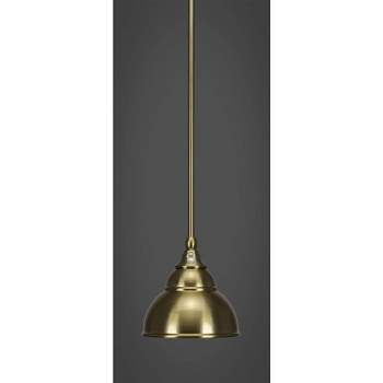 Toltec Lighting Stem 1 - Light Pendant in  New Aged Brass with 7" New Age Brass Double Bubble Metal Shade Shade