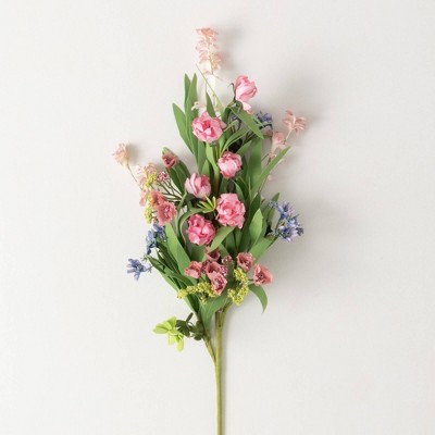 Sullivans Artificial Mixed Spring Florals Spray 29"H; Pink