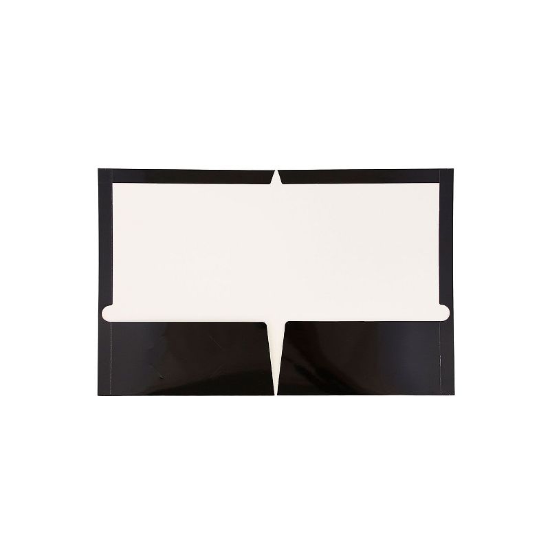JAM Paper Laminated Two-Pocket Glossy Presentation Folders Black Bulk 25/Pack 385GBLD, 2 of 10