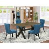 HomeStock 5-Piece Natural Oak Finish Solid Wood Top Dining Table with 4 Parson Chair - 2 of 4