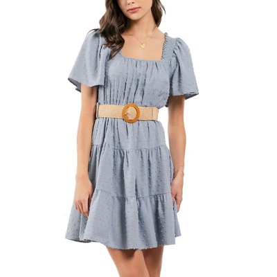 August Sky Women's Contrast Belt Mini Dress : Target
